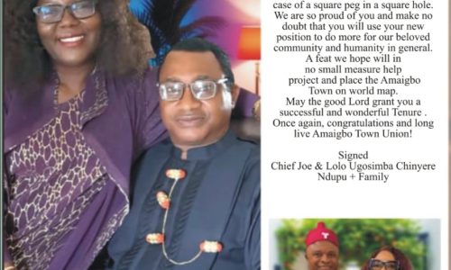 Chief Joe Ndupu Congratulates New Amaigbo Town Union President General, Engr Herbert Egenti … describes his emergence as square peg in a square hole